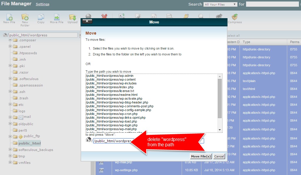 WordPress installation files