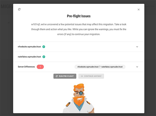 WordPress migration preflight