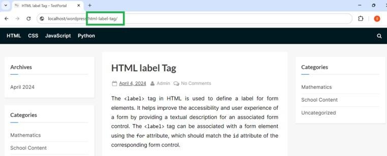 WordPress permalink test