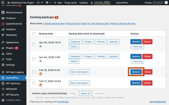 WordPress recovery checklist