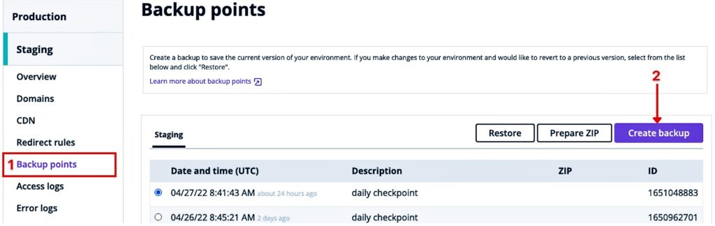WordPress recovery checkpoint