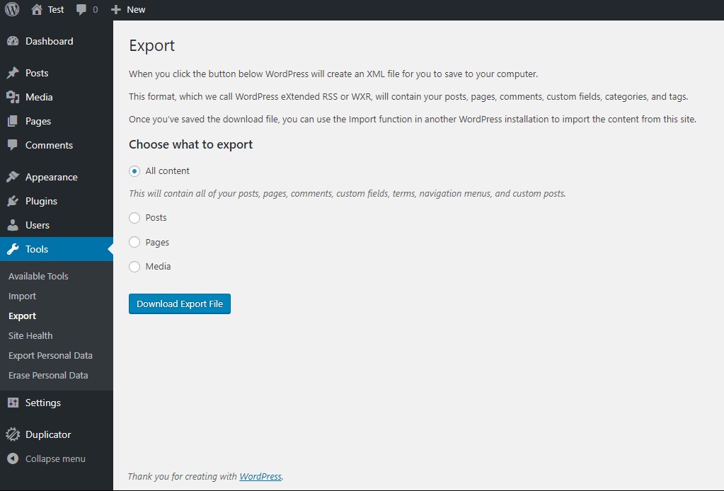 WordPress server inventory