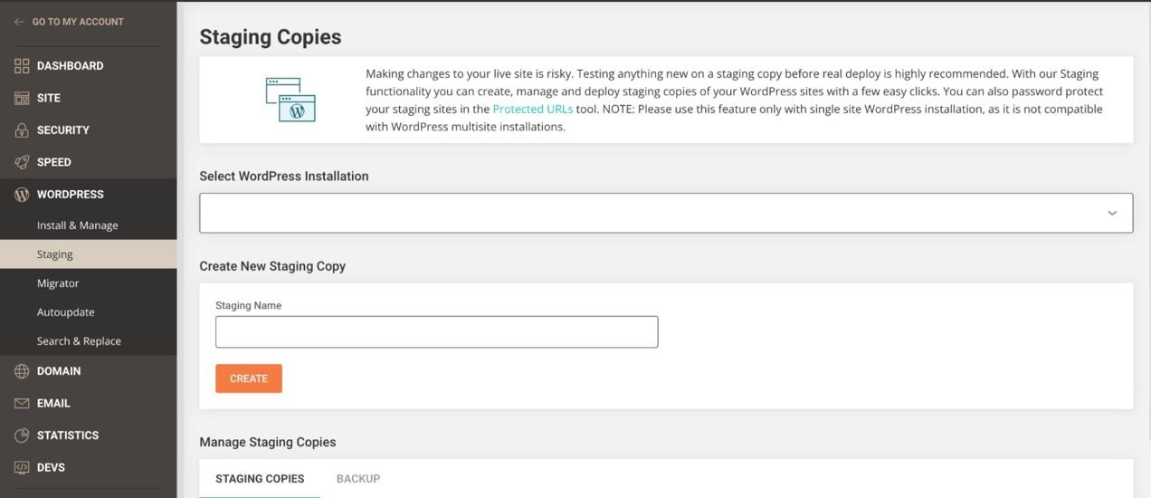 WordPress staging deployment