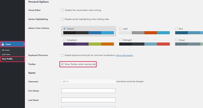 WordPress task selection