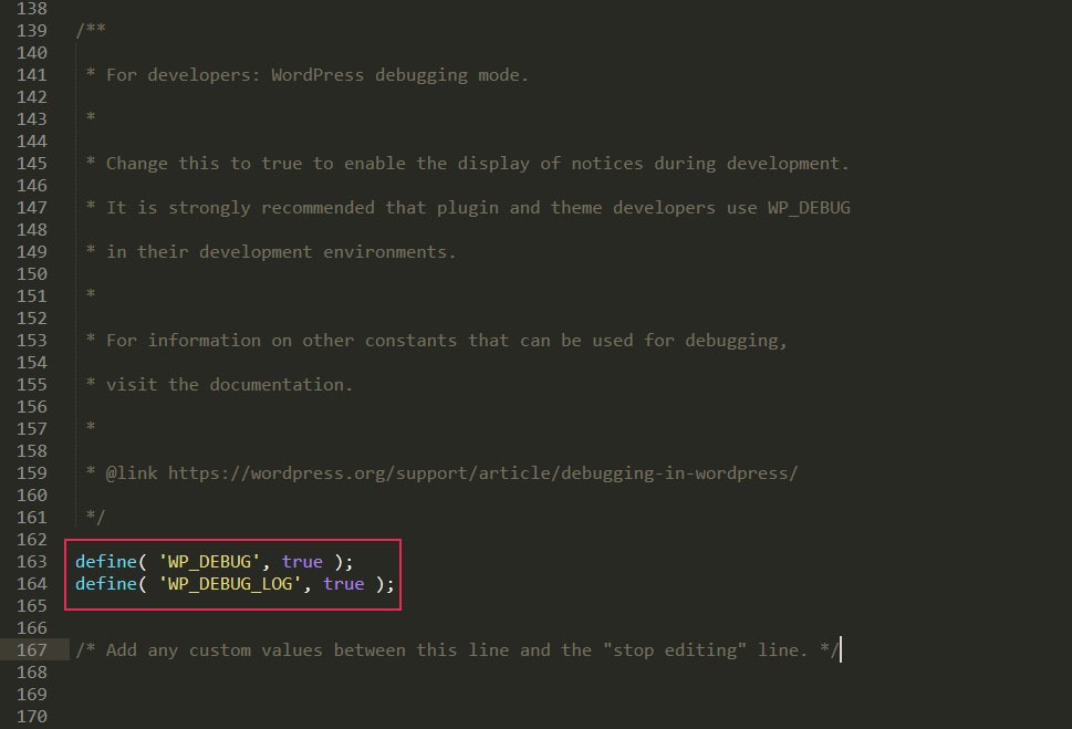 WordPress troubleshooting evidence