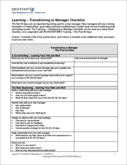 administrator transition checklist