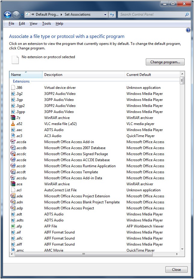 archive format selection