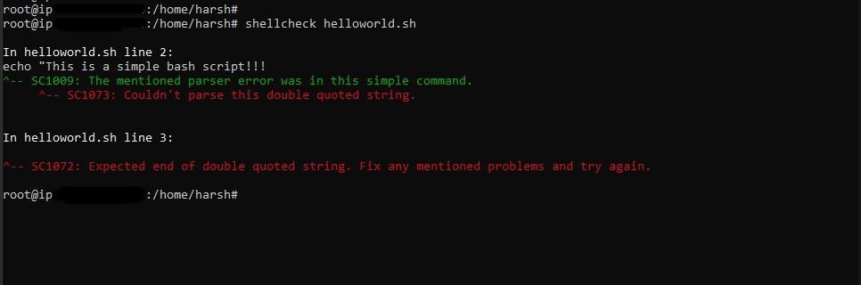 bash parser checking