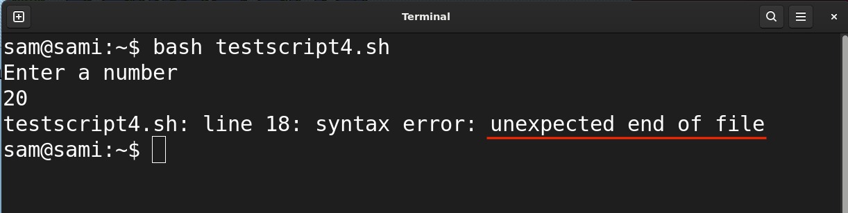 bash syntax errors