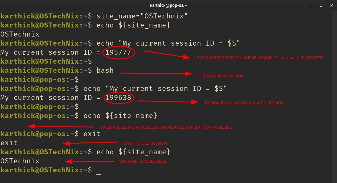 bash variable scope