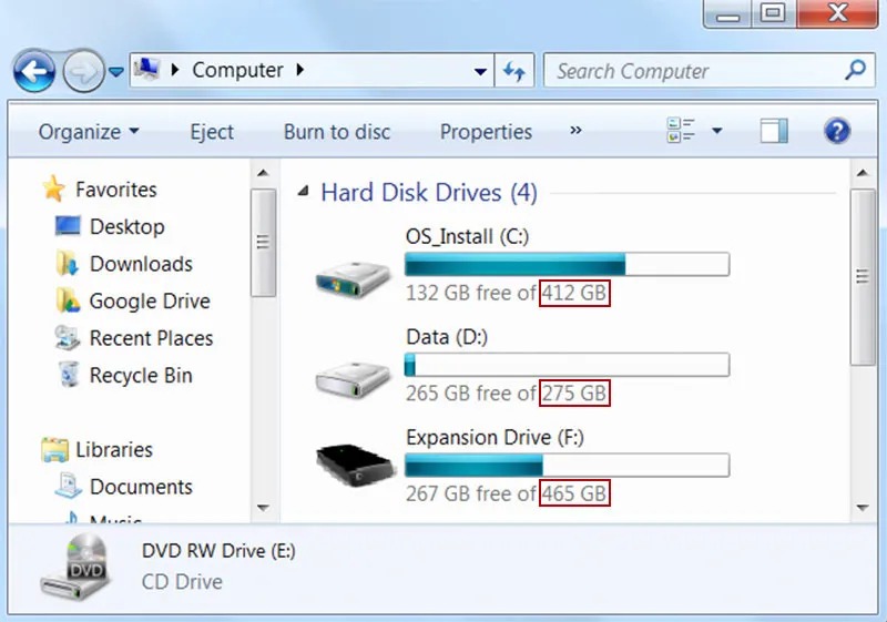 disk size measurements