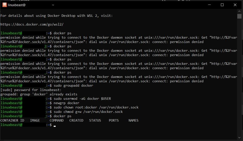 docker daemon permissions