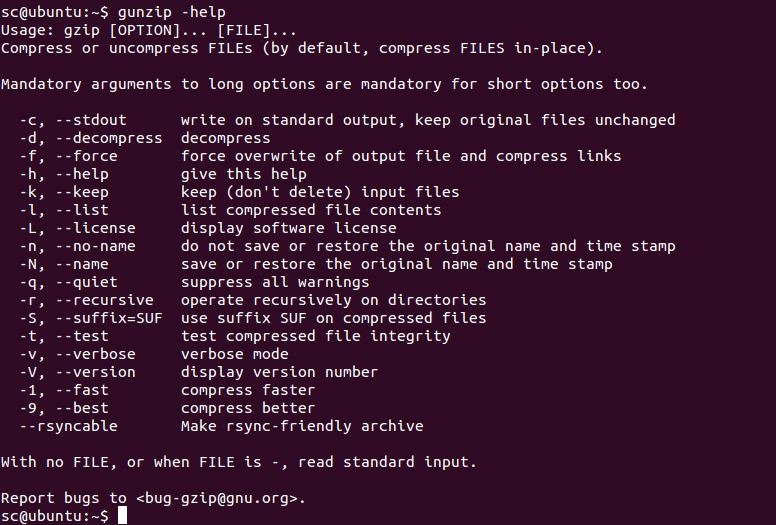 gunzip file extraction