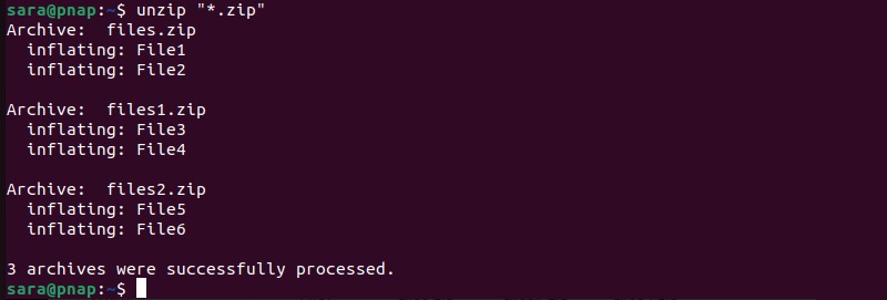 linux unzip command