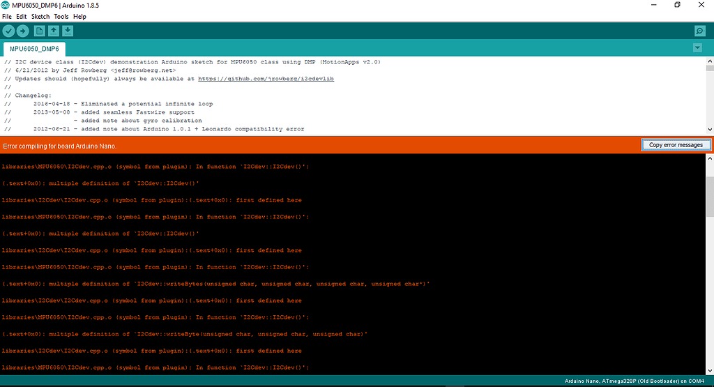 nano error troubleshooting