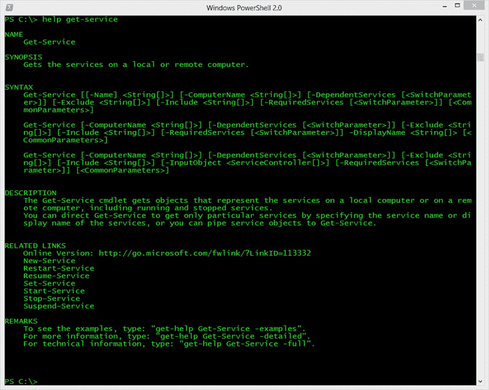 service runtime status