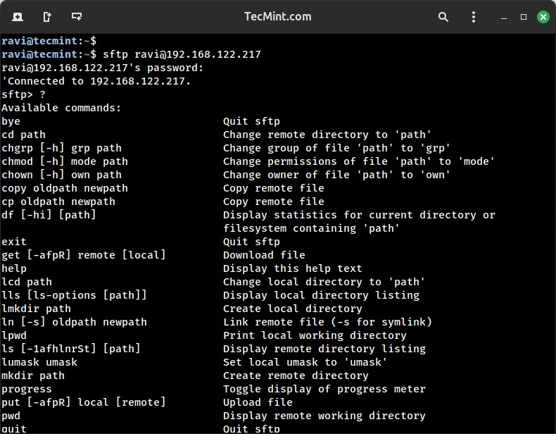 sftp directory transfer