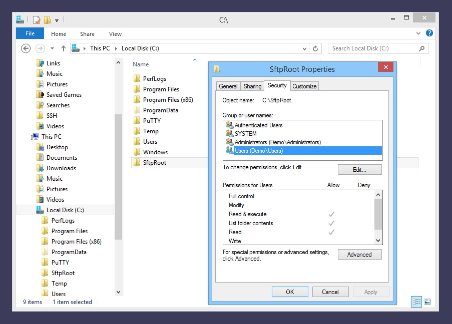 sftp storage check