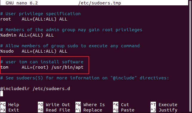 sudo permission choices