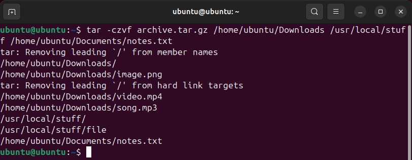 tar extraction commands